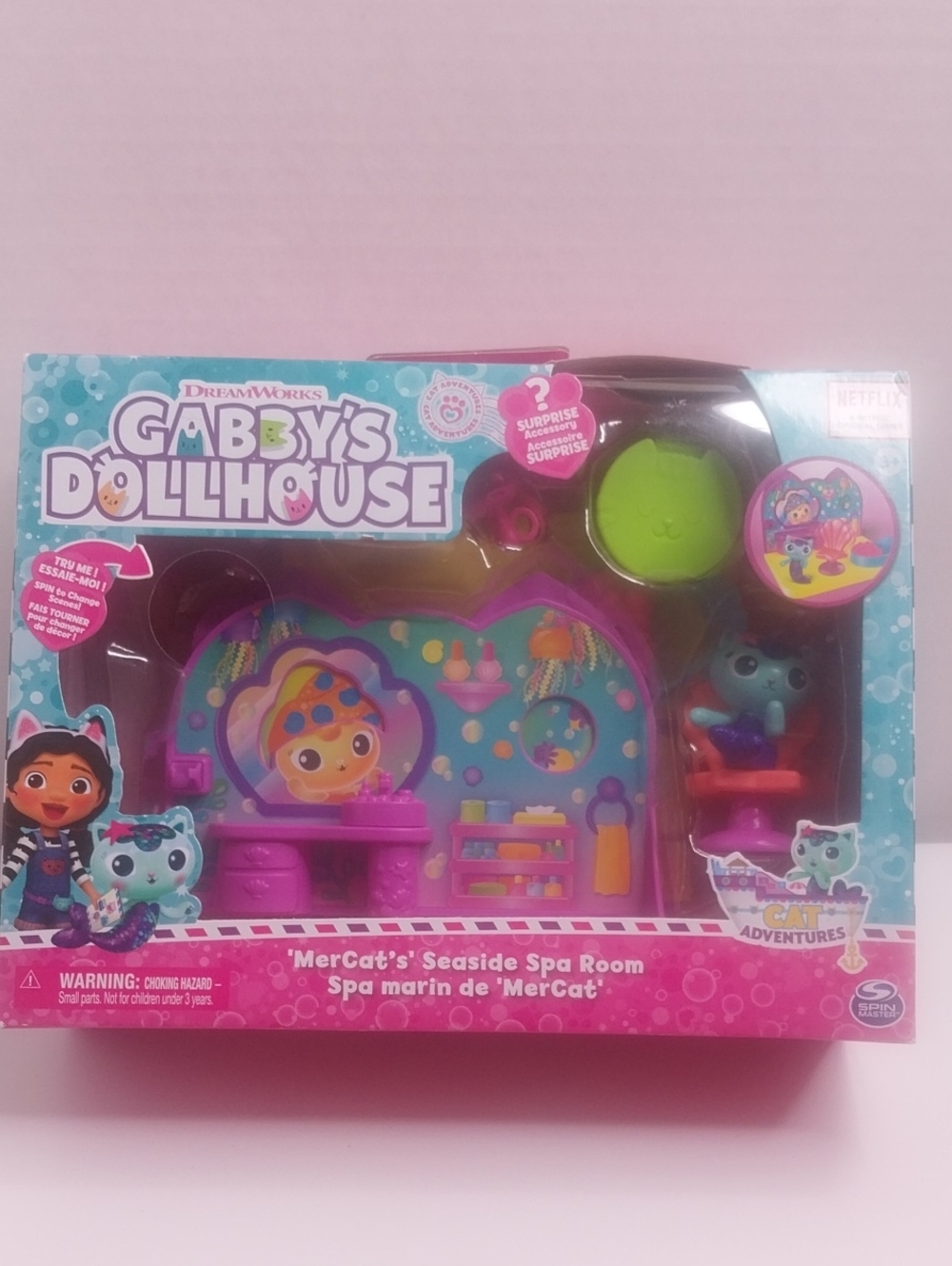 DreamWorks Gabby’s Dollhouse MerCat Seaside Spa Playset - Pink, Teal & Purple